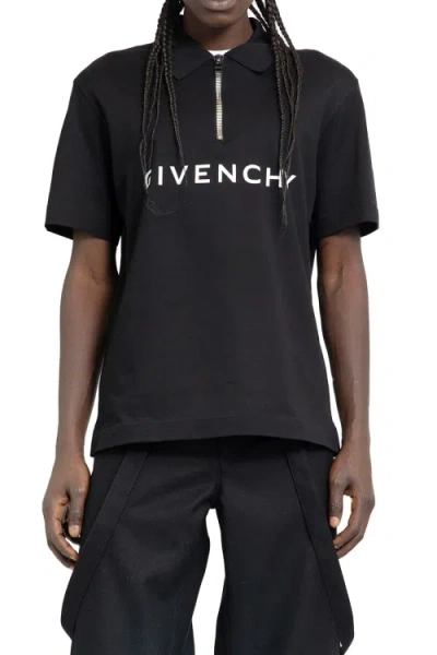 Givenchy Men's 4g Pique Zip Polo Shirt In Black