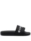 Givenchy 4g Leather-trimmed Embroidered Raffia Slides In Black