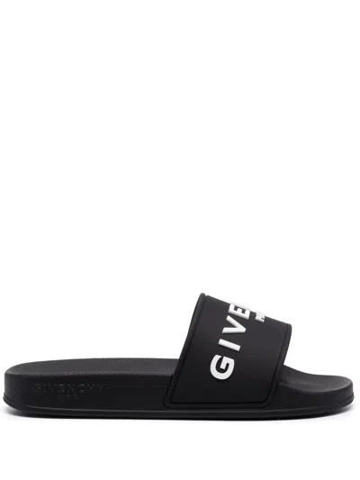 Givenchy Logo Pool Slides In Black