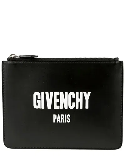 Givenchy Logo Print Clutch (authentic Pre-loved) In Black