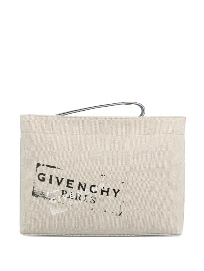Givenchy Paris Stamped Zipped Clutch Bag In Multi