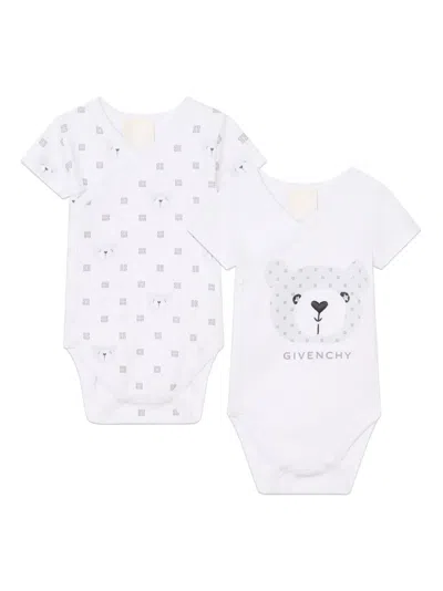 Givenchy Babies' Logo-print Cotton Bodysuit (set Of Two) In White