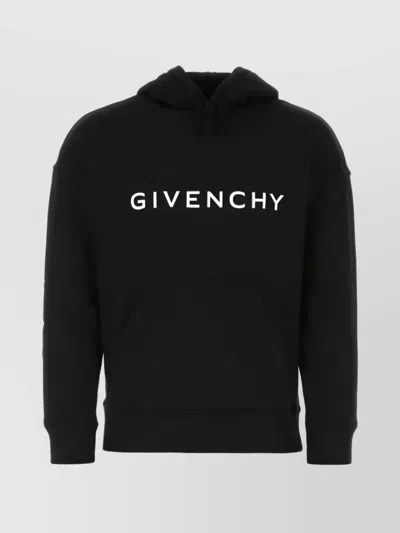Givenchy Logo Print Cotton Hoodie In Black