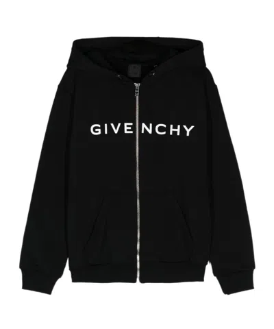 Givenchy Logo-print Cotton Hoodie In Black