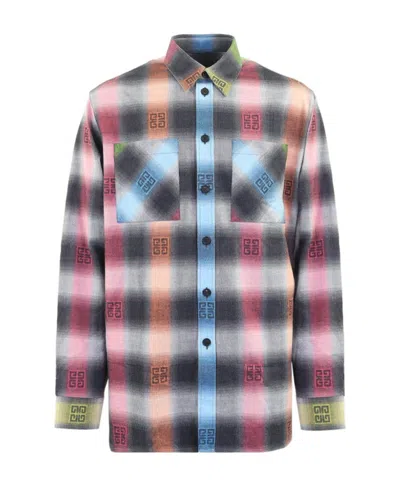 Givenchy Logo-print Cotton Shirt In Gray