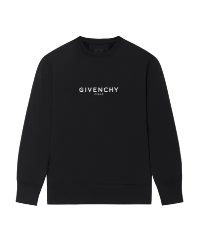 Givenchy Logo-print Cotton Sweatshirt In  Paris Signature With Reverse Effect On The Front And Back