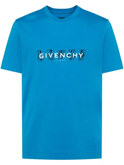 Givenchy Logo-print Cotton T-shirt In 蓝色