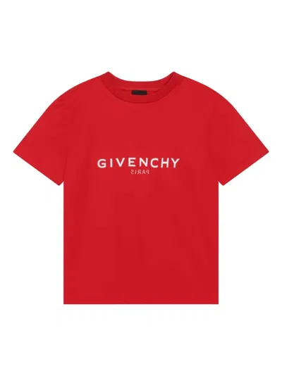 Givenchy Kids' Boy's Reversed Logo-print T-shirt In 991 Red