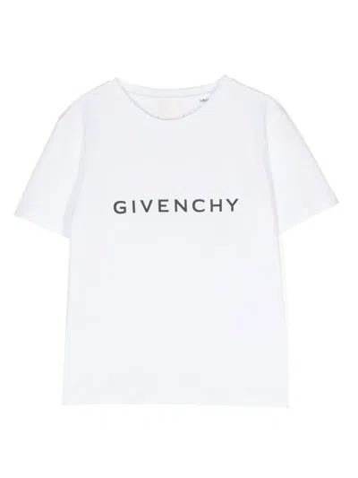 Givenchy Kids' Logo-print Cotton T-shirt In Weiss