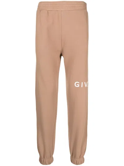Givenchy Logo-print Cotton Track Pants In Brown