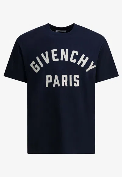 Givenchy Men Black Crewneck T-shirt With Maxi Logo Lettering On The Front In Cotton Man