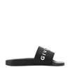 Givenchy Black Flat Slides With Logo In Polyurethane Man In Black