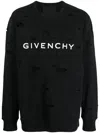 Givenchy Logo Printed Distressed Crewneck Sweatshirt In Black