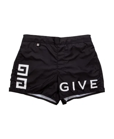 Givenchy Logo-print Elasticated-waist Swim Shorts In Black