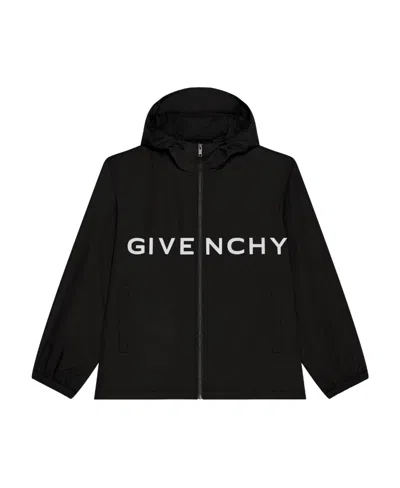 Givenchy Logo-print Hooded Lightweight Jacket In Black