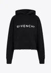 Givenchy Cropped Hoodie With Logo Print In Black