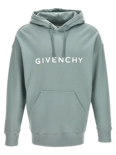 Givenchy Logo Print Hoodie In Blue