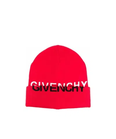 Givenchy Logo-print Knitted Beanie In Red