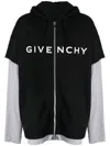 GIVENCHY LOGO-PRINT LAYERED COTTON HOODIE