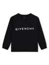 Givenchy Black Crewneck Sweatshirt With Contrasting Logo Print In Cotton Blend Boy In Black