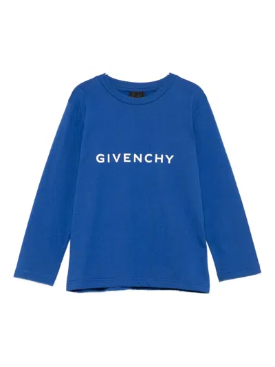 Givenchy Kids' Logo-print Long-sleeve T-shirt In Blue