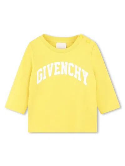 Givenchy Babies' Logo-print Long-sleeve T-shirt In Yellow