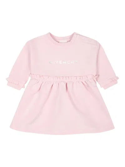 Givenchy Babies' Logo-print Long-sleeved Dress In Pink