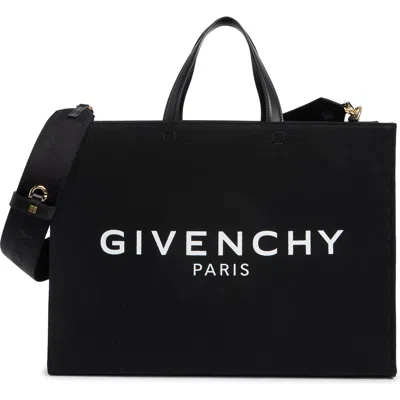 Givenchy Logo Print Medium Tote Shoulder Bag In Black