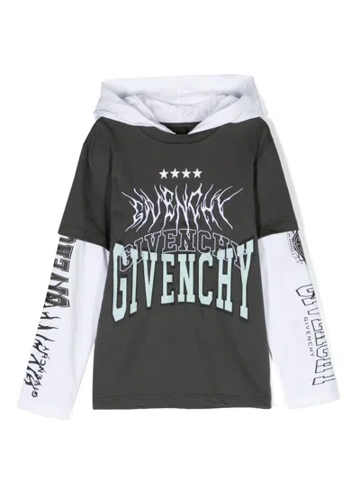 Givenchy Kids' Logo-print Multi-panel Top In Grey
