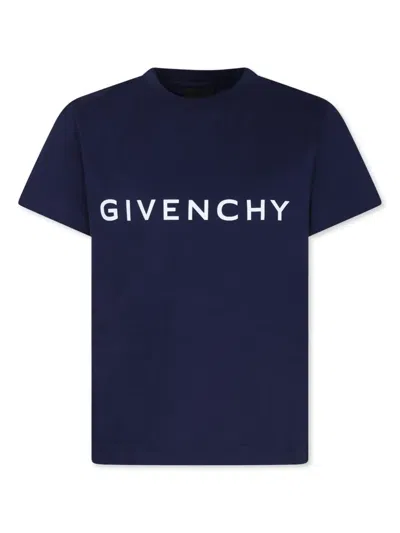 Givenchy Kids' Logo-print Organic-cotton T-shirt In Blue
