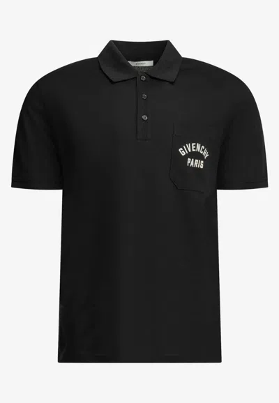 Givenchy Logo Print Polo T-shirt In Blue