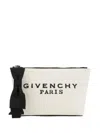 Givenchy Embroidered Logo Cotton Linen Canvas Pouch In Neutral
