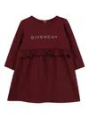 Givenchy Logo-print Ruffled Dress In Burgundy