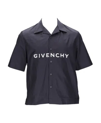 Givenchy Logo-print Short-sleeve Shirt In Black