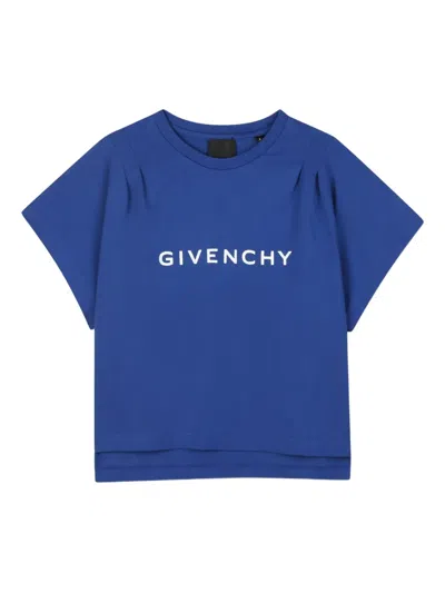 Givenchy Kids' Logo-print Short-sleeve T-shirt In Blue