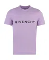 Givenchy Cotton T-shirt With Logo And Crew Neck In Purple
