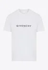 Givenchy White Crewneck T-shirt With Logo Print In Cotton Man In White