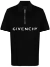 Givenchy Archetype Zipped Polo Shirt In Cotton In Black