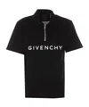 Givenchy Archetype Zipped Polo Shirt In Cotton In Black