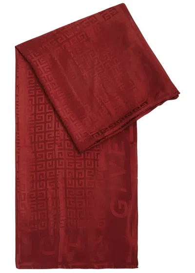 Givenchy Logo-print Silk-satin Scarf In Red