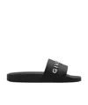 Givenchy 4g Leather-trimmed Embroidered Raffia Slides In Black