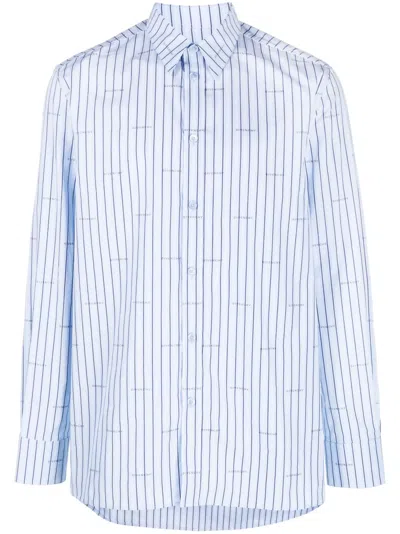 Givenchy Logo-print Striped Shirt In Blue