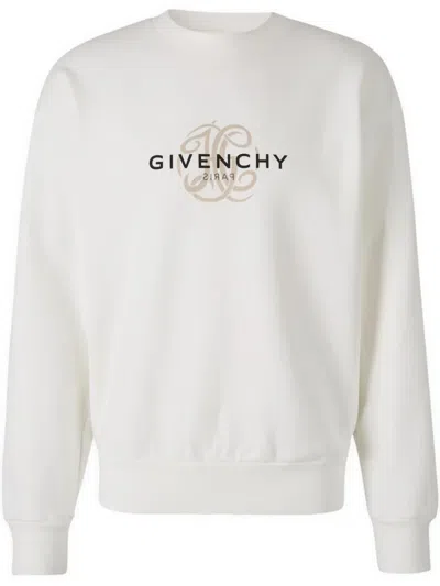 Givenchy Light Beige Crew Neck Sweater With Stylish Branding In White