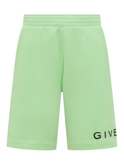 Givenchy Logo Print Sweatshorts In Verde
