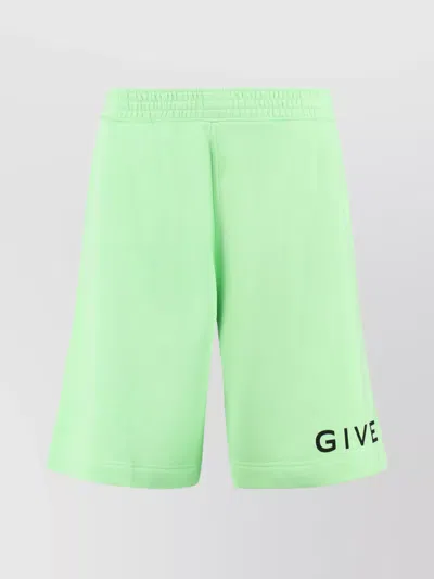 Givenchy Logo Print Sweatshorts With Elastic Waistband In Green