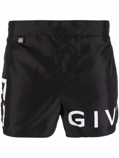 Givenchy Logo Print Swim Shorts In Black