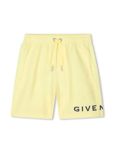 Givenchy Kids' Logo-print Swim Shorts In Yellow