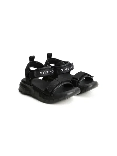 Givenchy Kids' Logo-print Touch-strap Sandals In Black