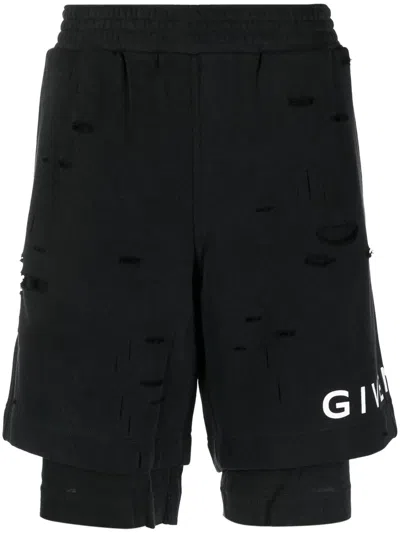 GIVENCHY LOGO-PRINT TRACK SHORTS