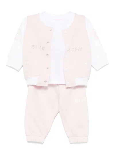 Givenchy Babies' Logo-print Trousers Set In Pink